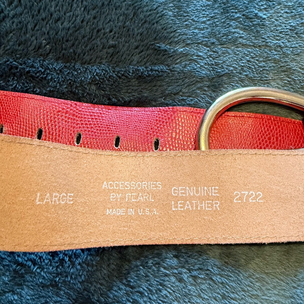 Pearl Red and Tan Leather Belt